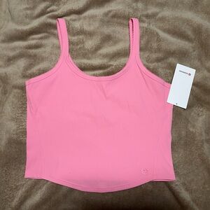 Lululemon Nulu Ribbed Cropped Heart Tank Top Color Candy Cloud Pink Size XL NWT